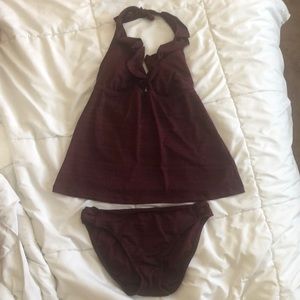 Massimo Maroon Large tanking 2pc swimsuit